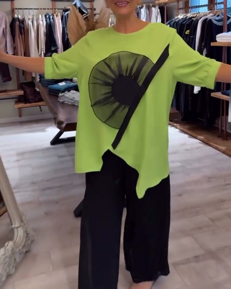 T-Shirt Bloemenprint Korte Mouwen Casual