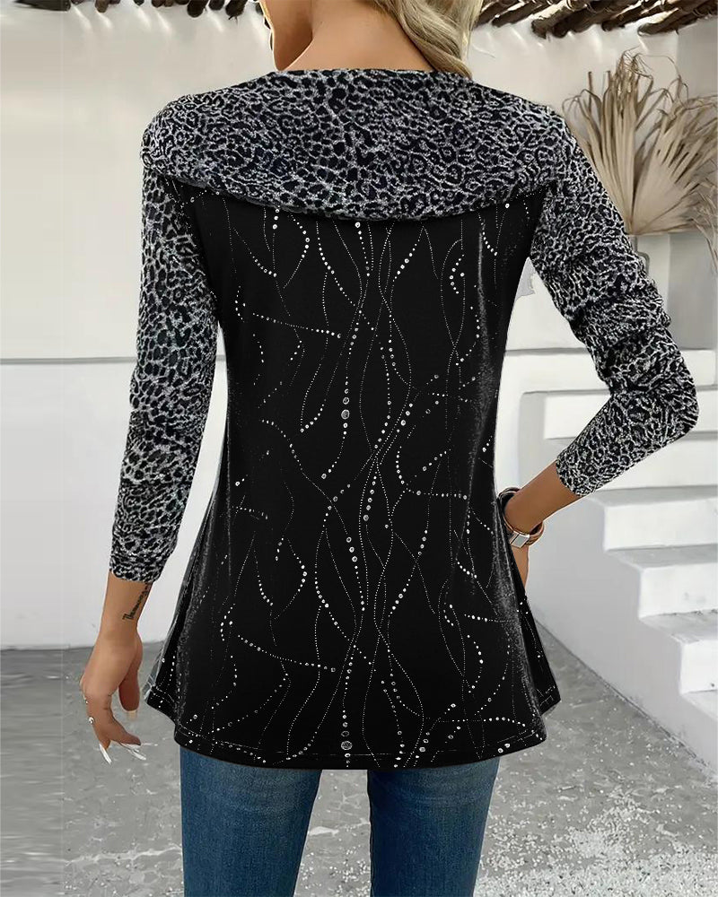 Lange Mouwen Top Met Luipaardprint