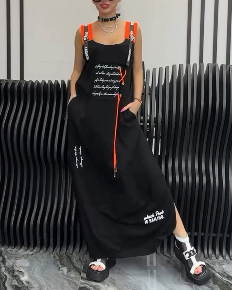 Jurk Mouwloos Gepersonaliseerde Letterprint