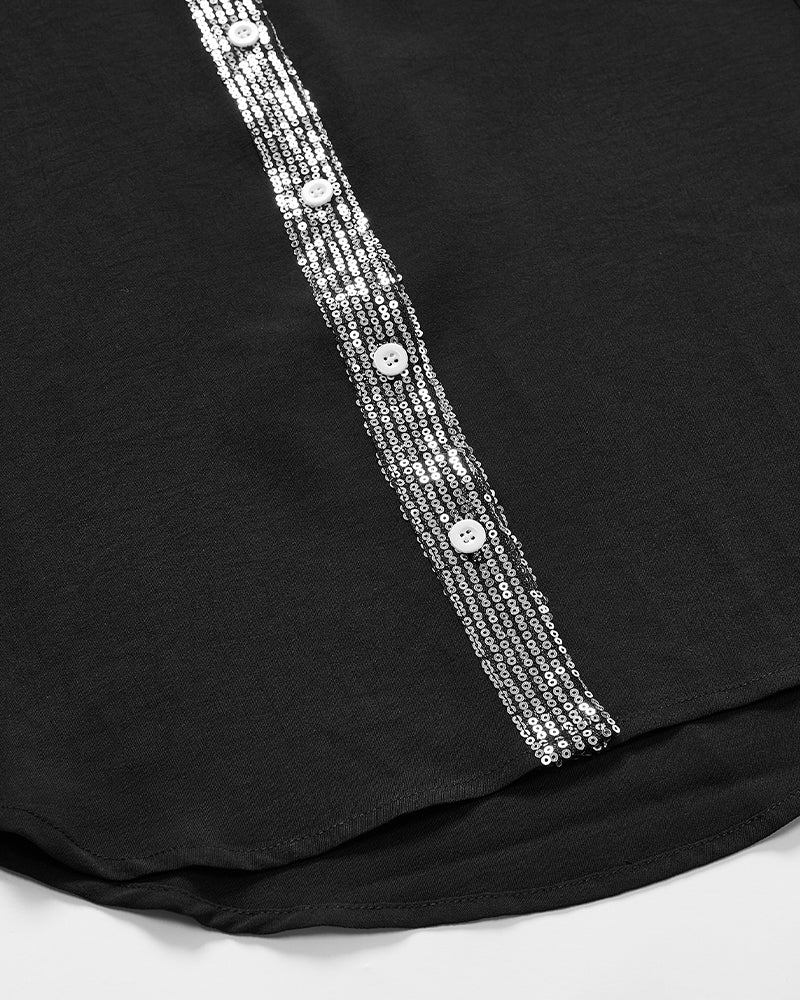 Casual top met knopen en pailletten