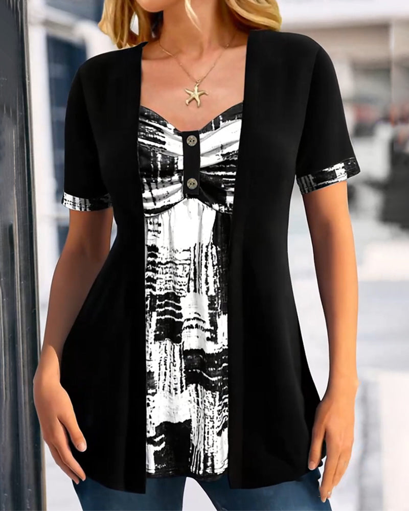 Blouse Bedrukt Nep Tweedelig Onregelmatig