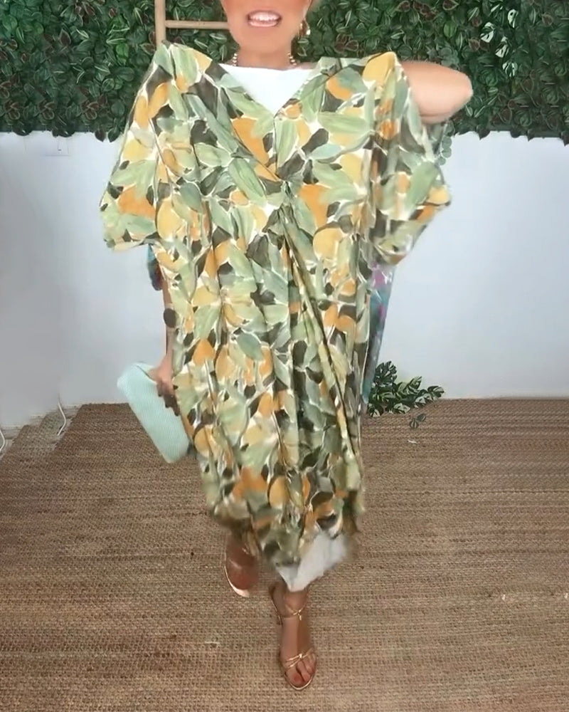 Jurk Met V-Hals En Gedraaid Printontwerp