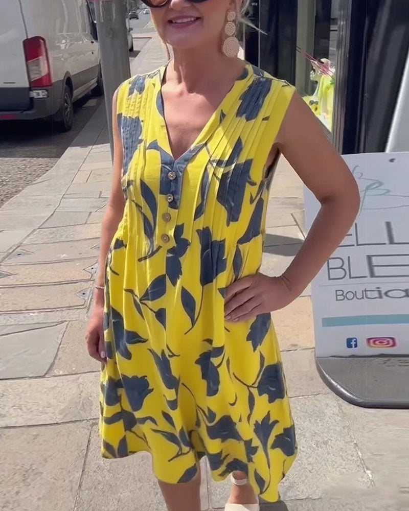 Jurk V-Hals Mouwloos Gedrukt