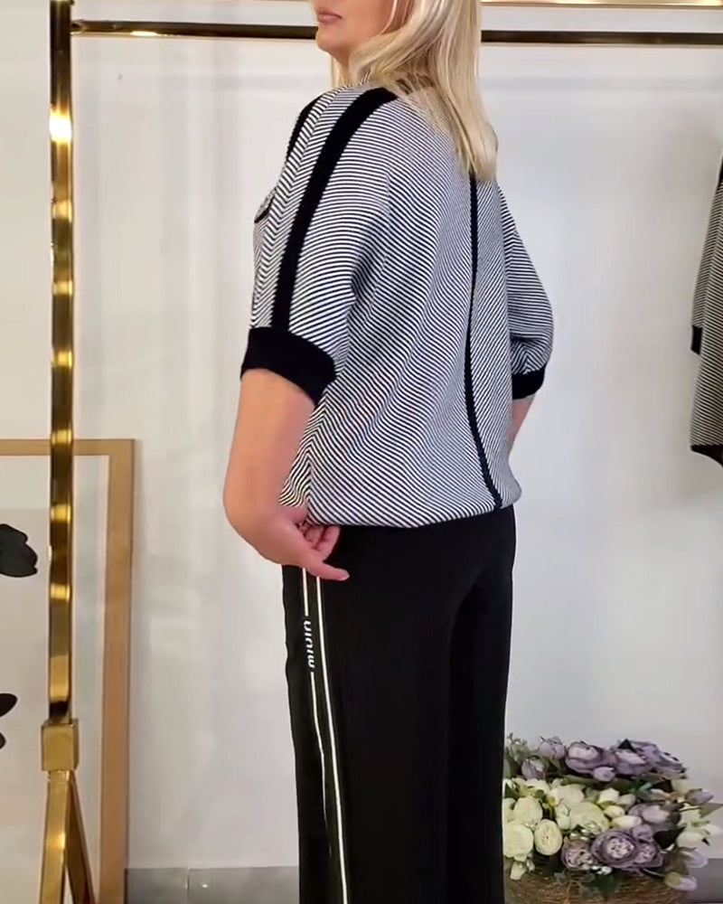 T-shirt casual gestreept gebreid