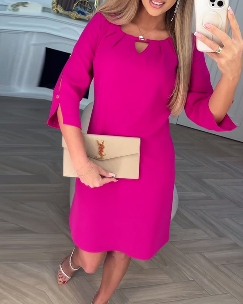 Jurk Elegant Effen Kleur Hol Recht