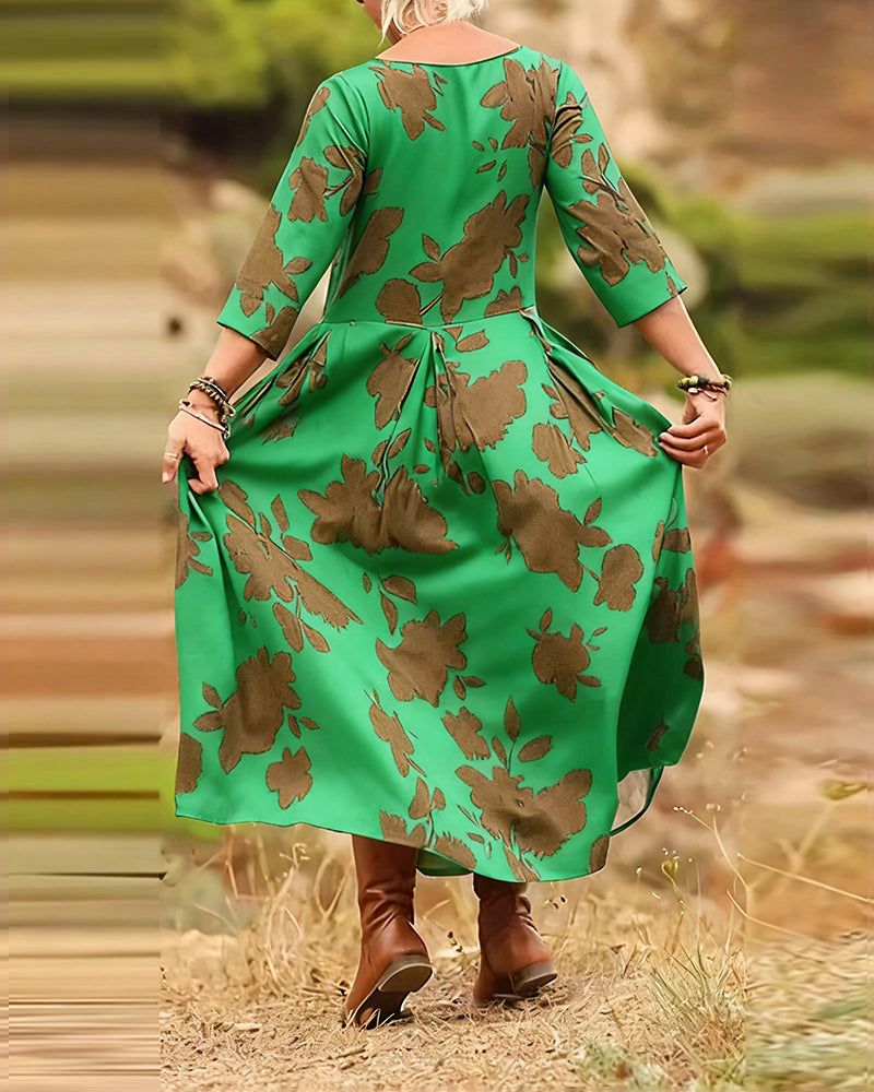 Jurk temperament retro bedrukt