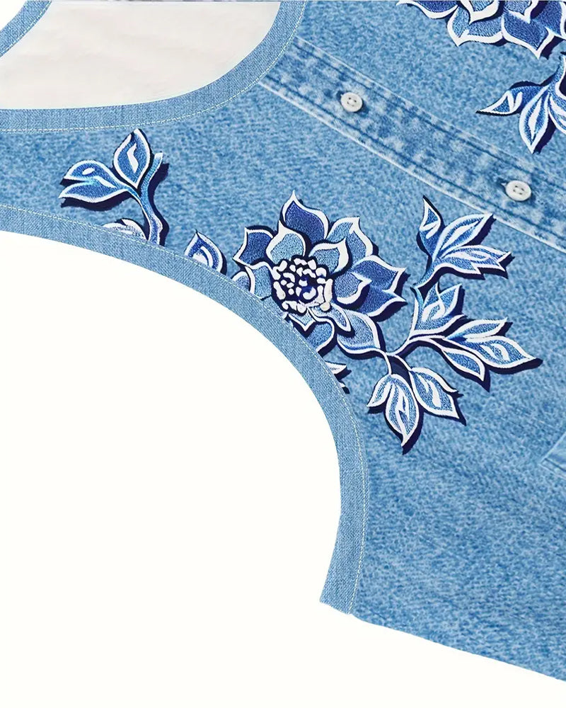 Jurk Mouwloos Imitatie Denim