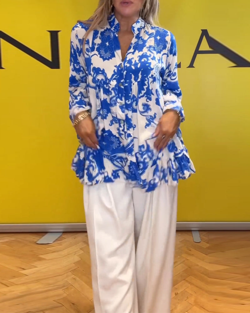 Blouse met lange mouwen en frisse print