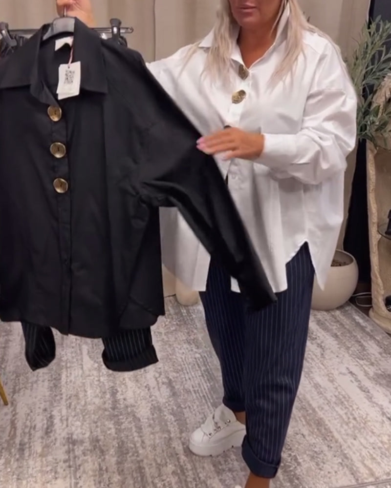 Stijlvol effen overhemd met revers en knoop