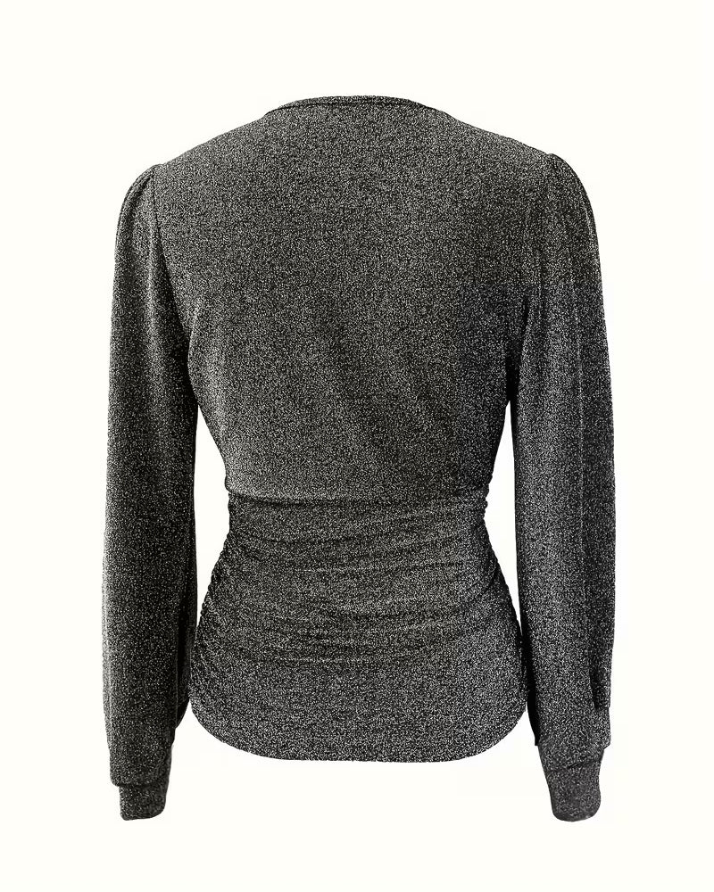 Top V-Hals Sexy Lange Mouw