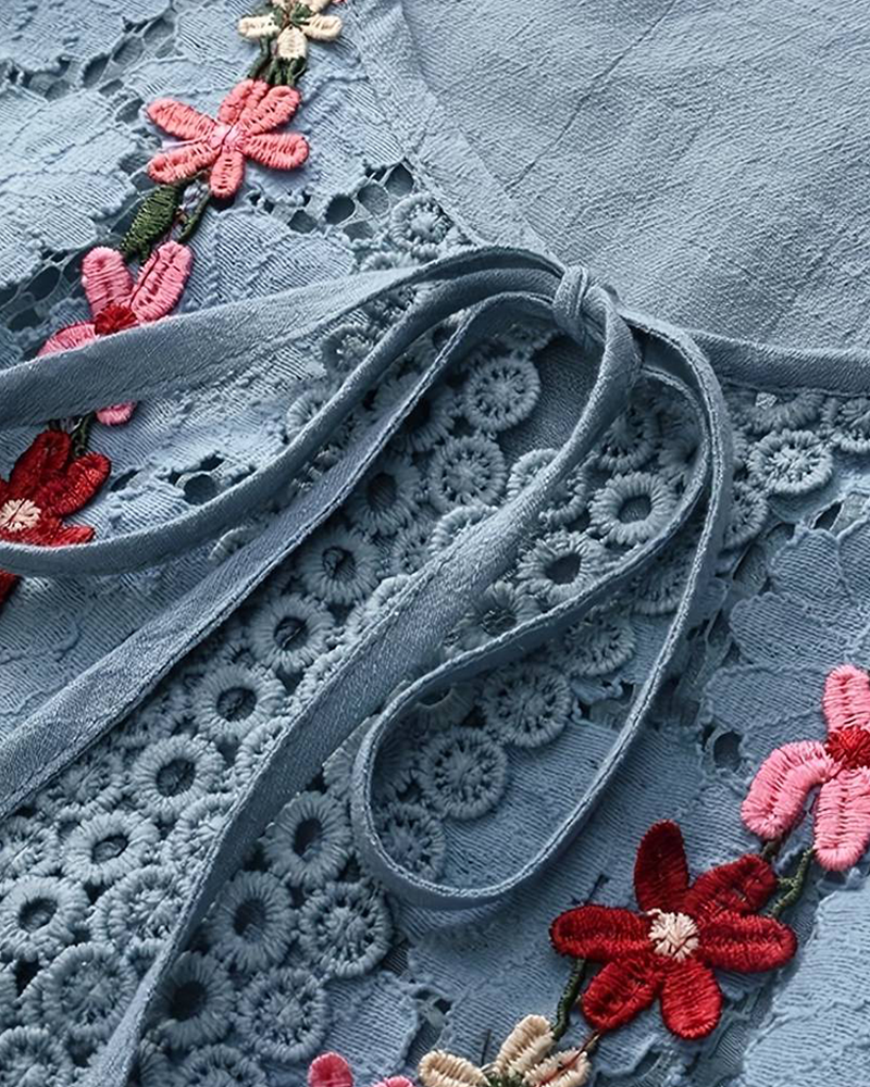 Effen kleur kanten kanten holle blouse