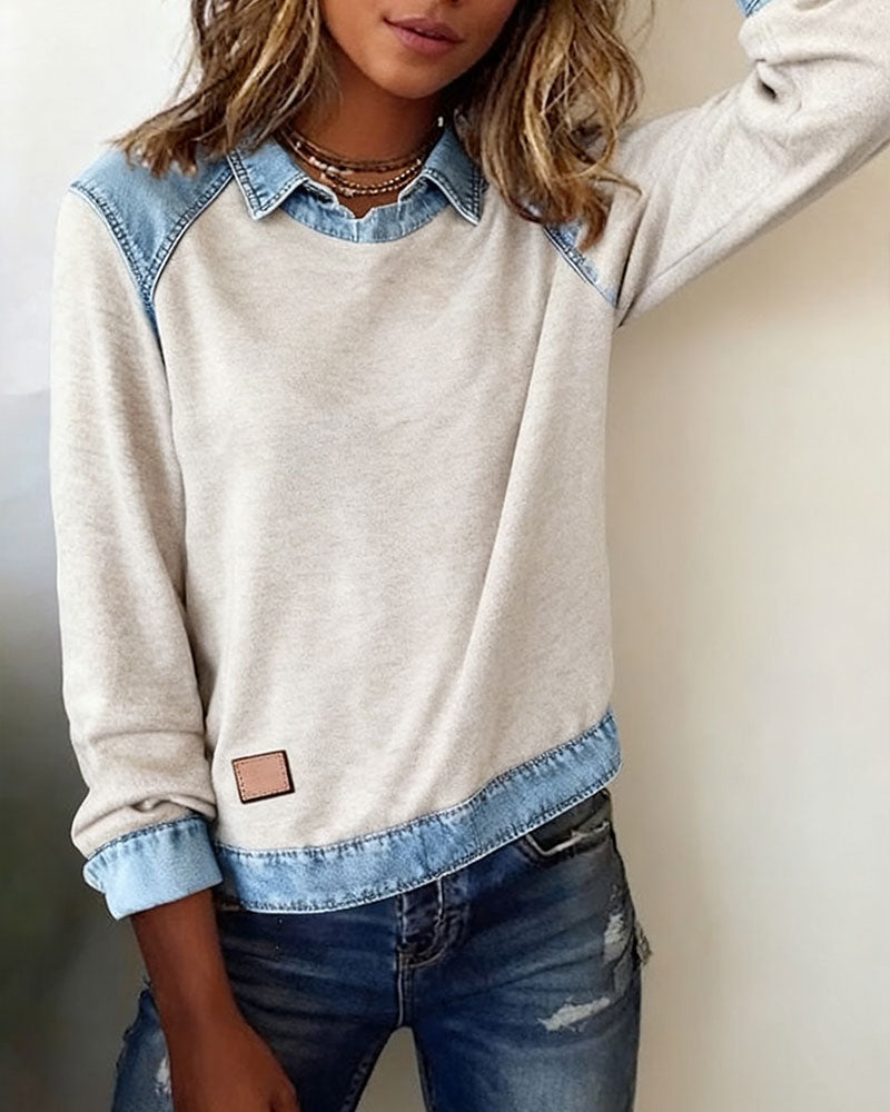 Blouse modieuze revers lange mouwen