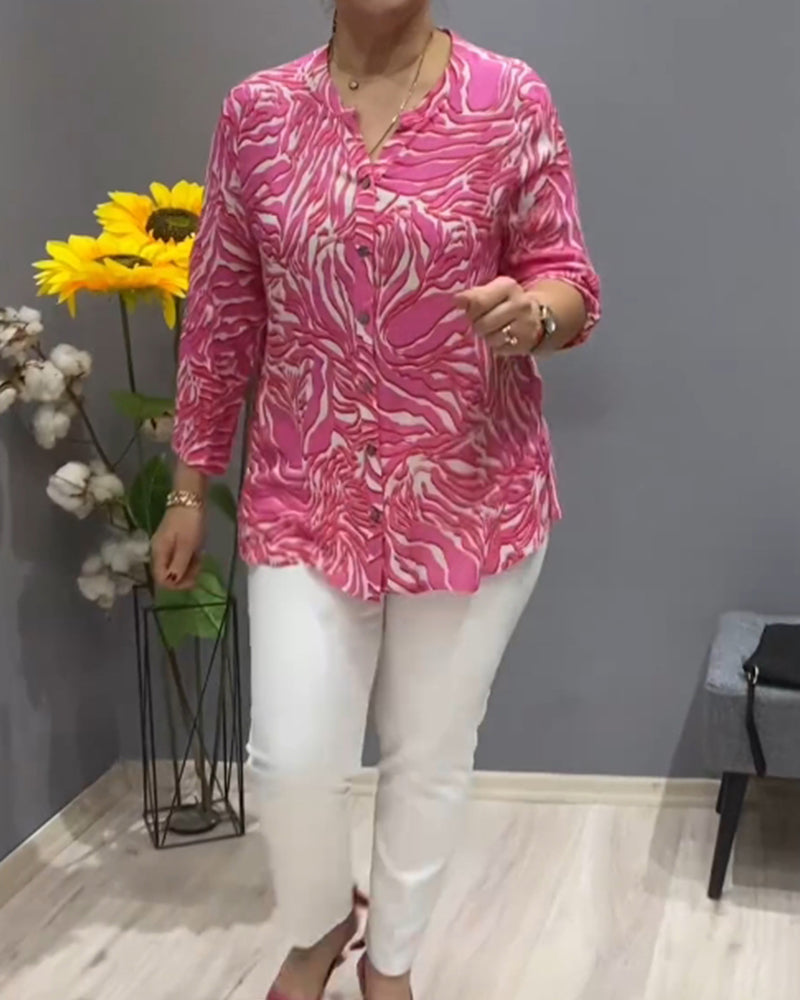 Bedrukt shirt met lange mouwen en knopen