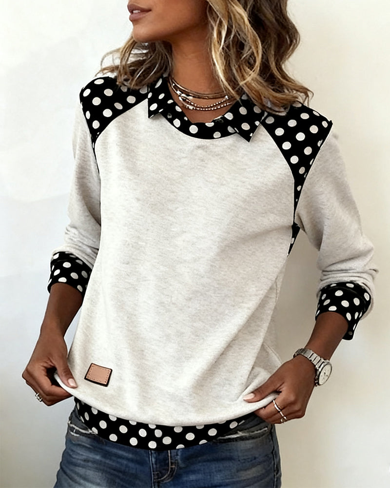 Blouse casual stippenkraag paneel