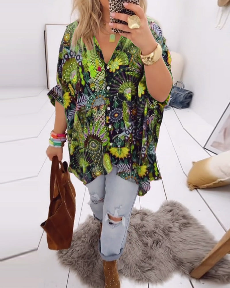 Blouse Los Mode Bedrukt