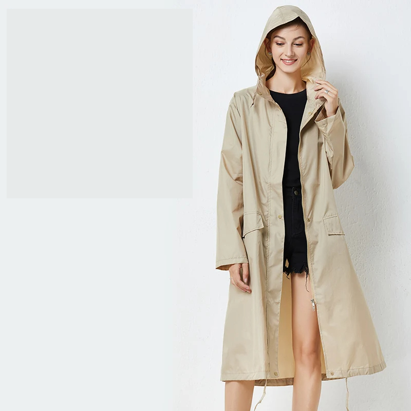 Waterdichte regenjas - lange damesjacket met capuchon