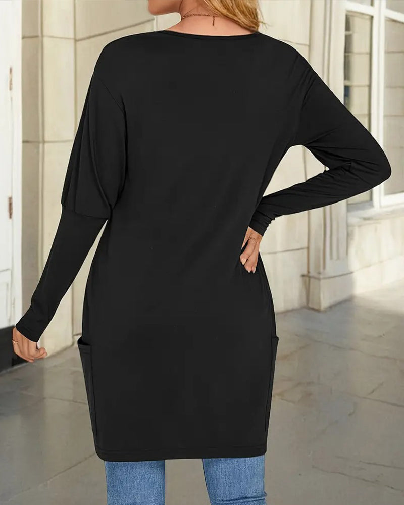 Losvallende Casual Top Met V-Hals