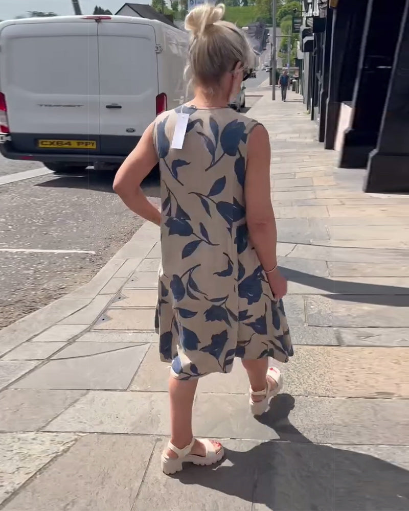 Jurk V-Hals Mouwloos Gedrukt