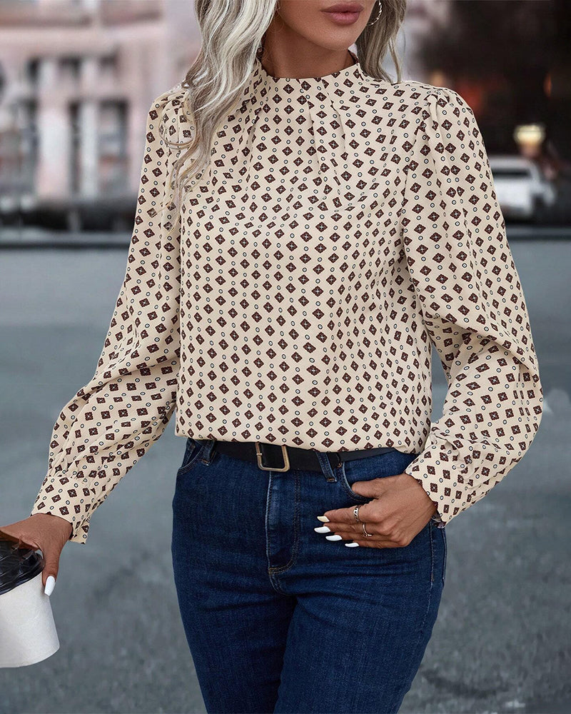 Blouse met vintage stijl en print