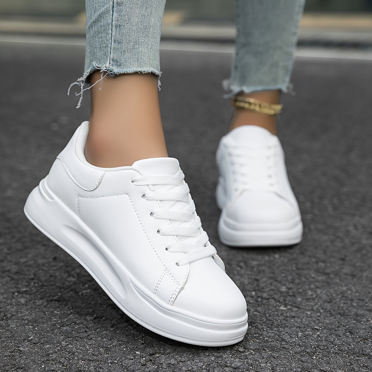 Dames leren sneakers - stijlvolle witte lage trainers