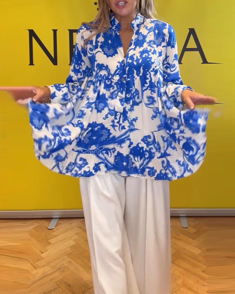 Blouse met lange mouwen en frisse print