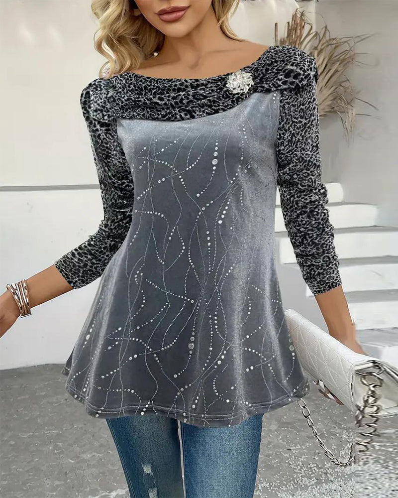 Lange Mouwen Top Met Luipaardprint