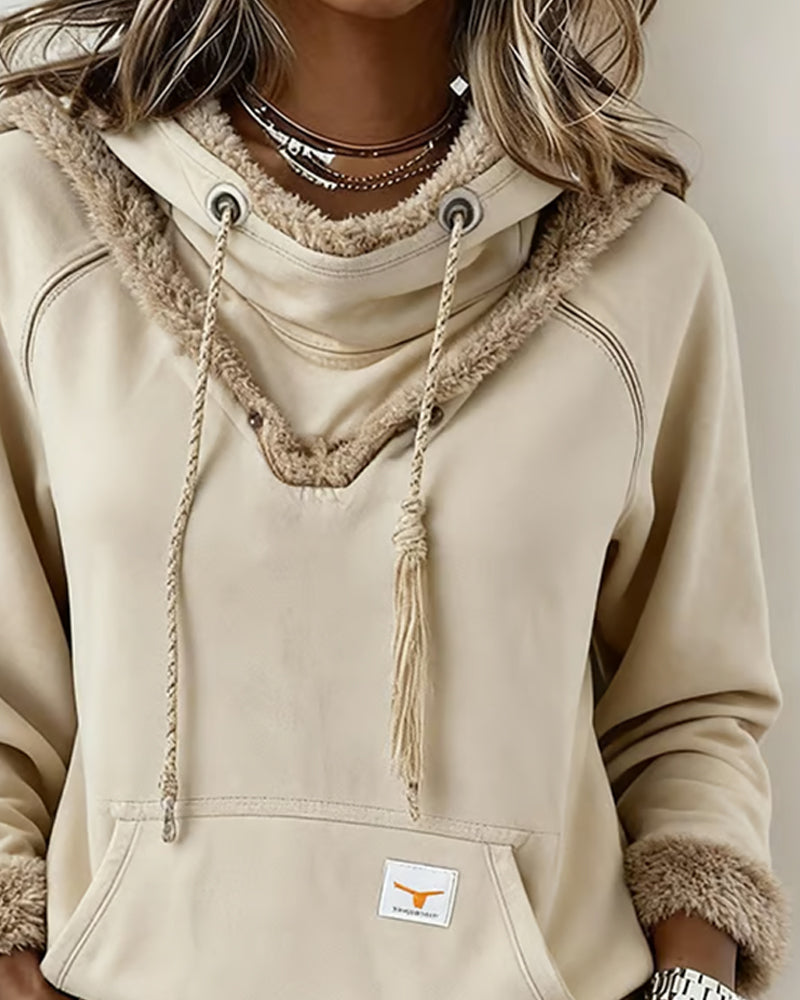 Langmouwige Sweatshirt Met Patchworkdetails En Zak