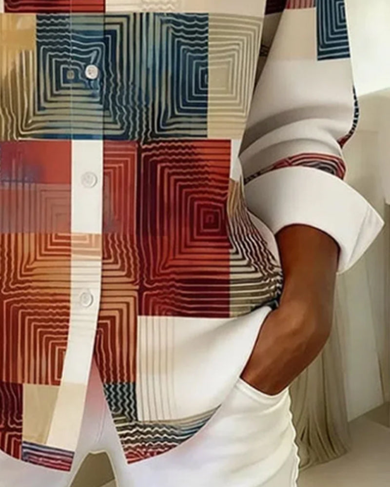 Overhemd Met Reverskraag En Ruitjespatroon, Knoopsluiting