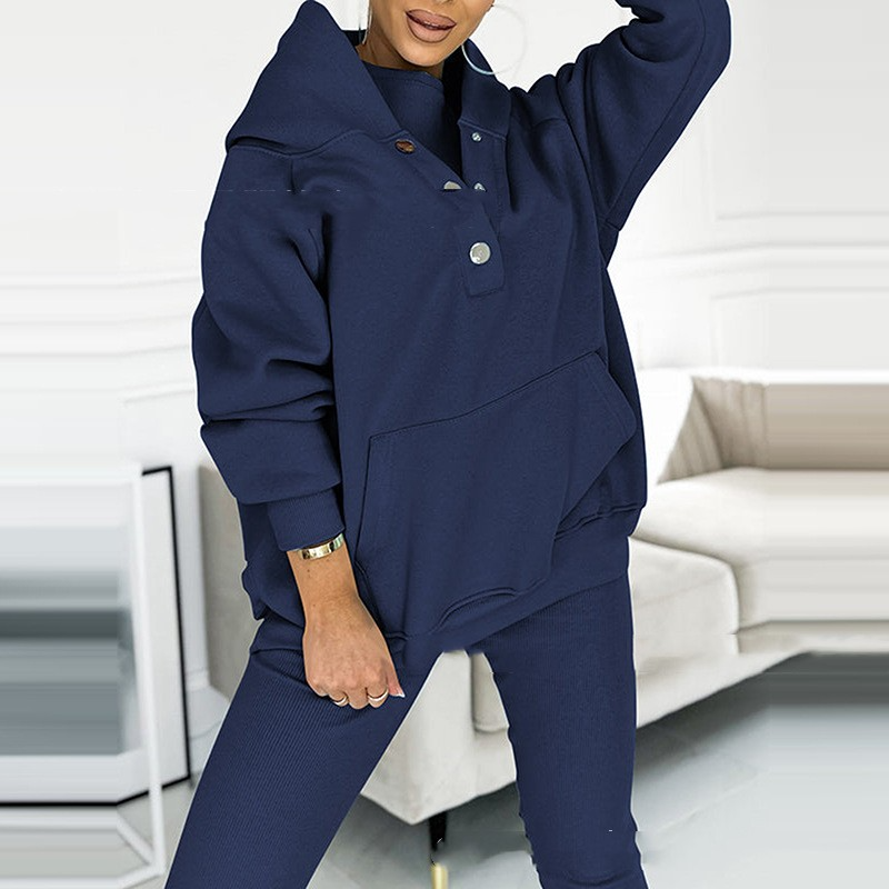 Dames loungewear set - gezellige hoodie en leggings van zachte stof voor relaxed thuisgebruik