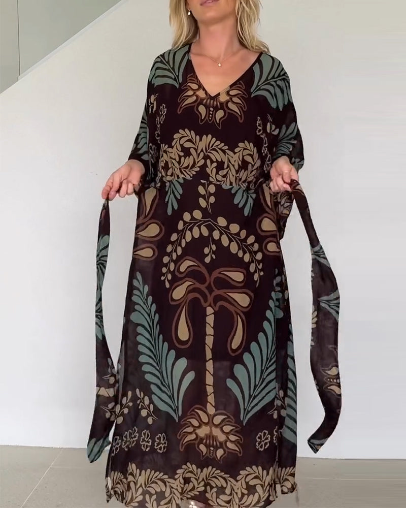 Jurk Bohemien V-hals Losvallend