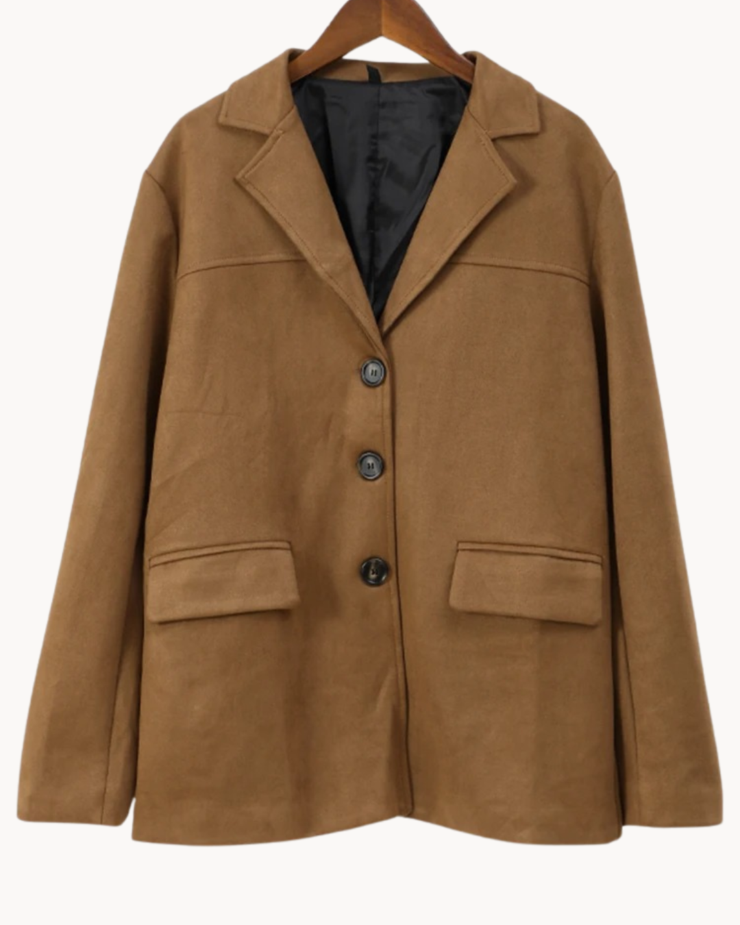 Dames suede blazer - elegante oversized jas in bruin