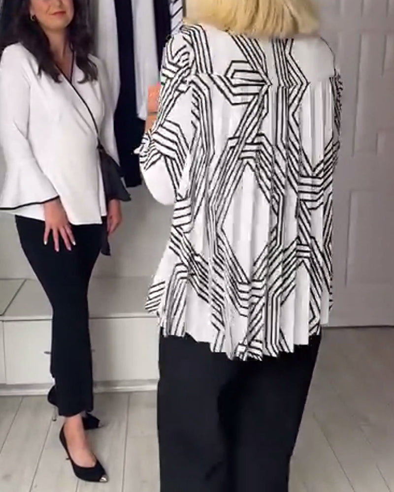 Contrasterende geplooide casual top