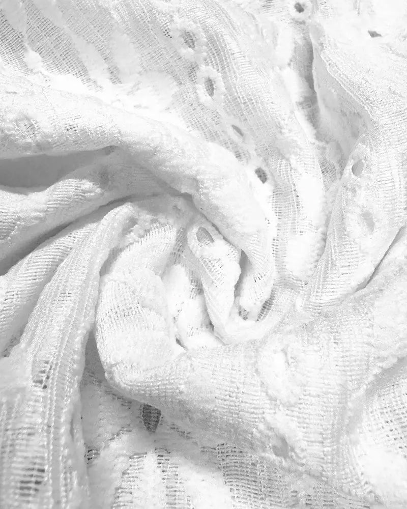 Blouse Ronde Hals Kant Gehaakt Korte Mouwen