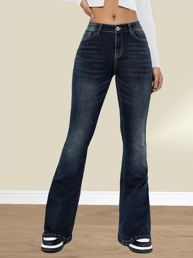 Dames bootcut & flared jeans in lichte stretchdenim - klassieke zwarte casual broeken voor elke gelegenheid