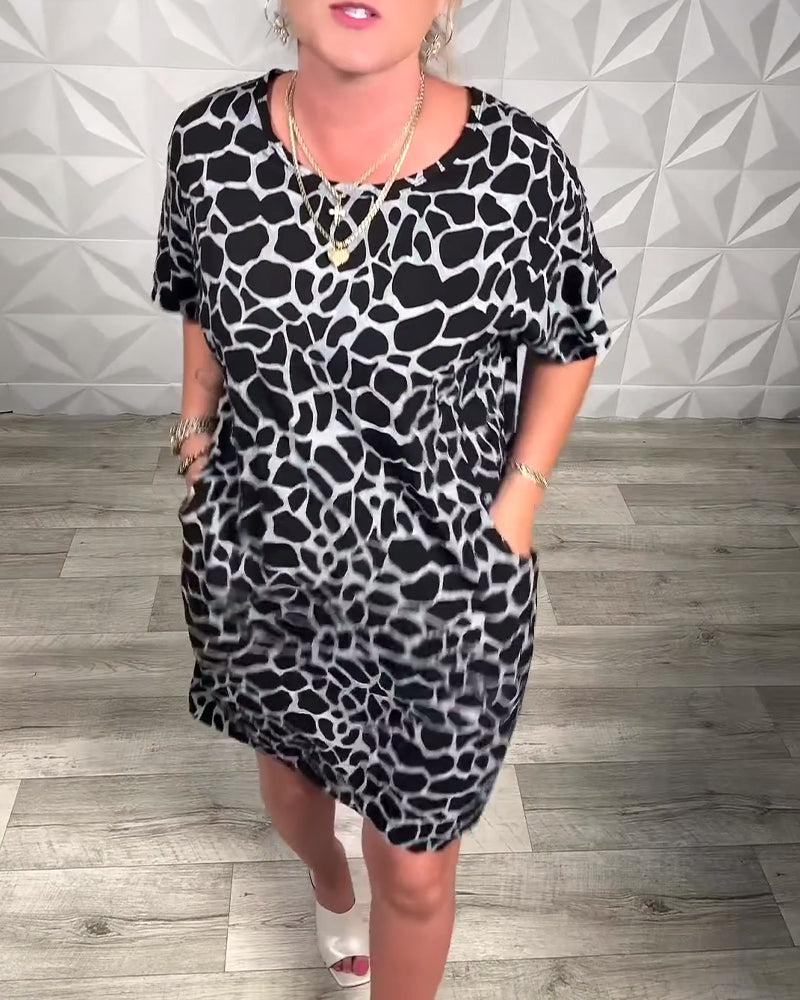 Casual jurk met ronde hals en print