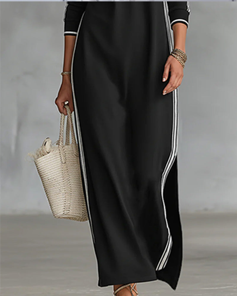 Jurk Contrast Knoop V-hals