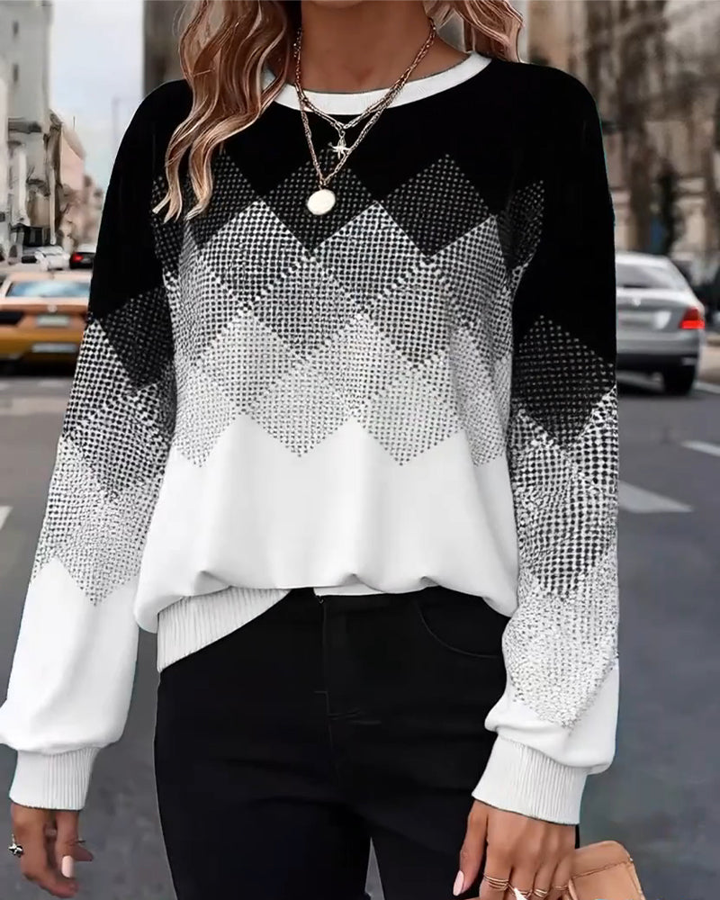 Trui Ruit Print Ronde Hals