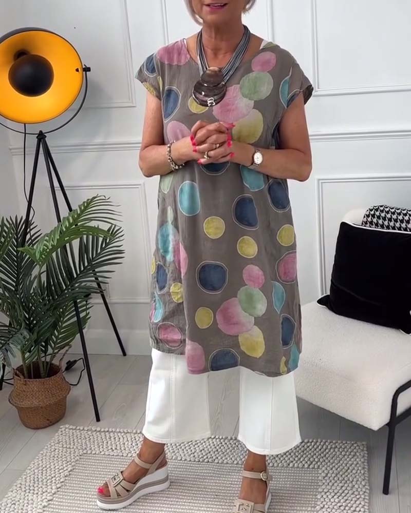 Kleurrijke blouse met stippenprint