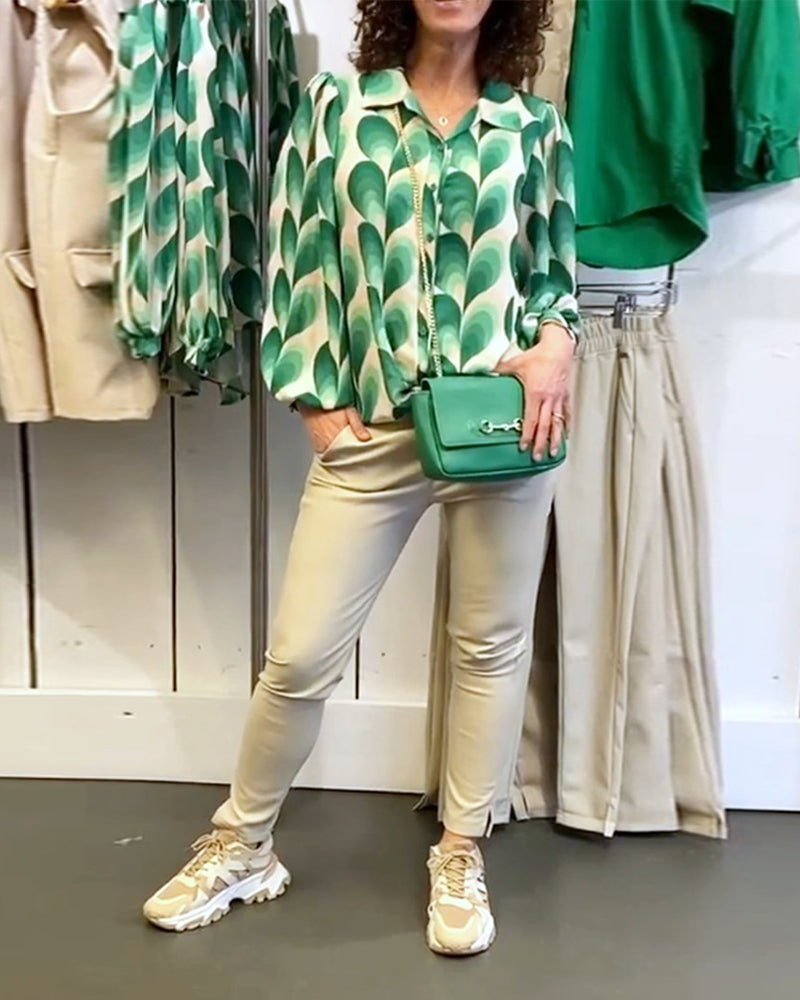 Blouse met revers en prints