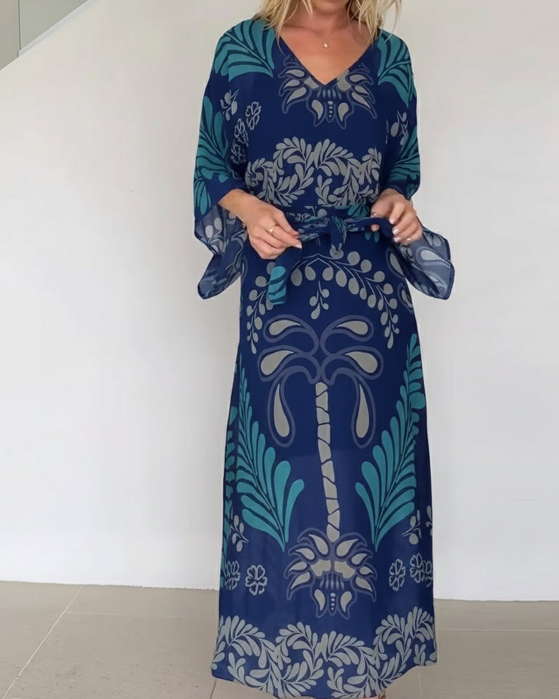 Jurk Bohemien V-hals Losvallend