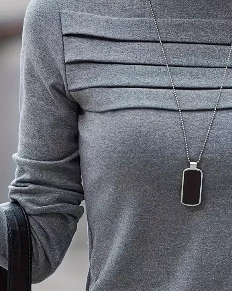 Top Slim Fit Geplooid Lange Mouw