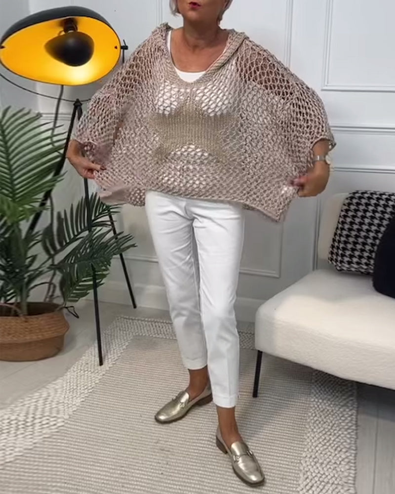 Effen trui met capuchon en uitgesneden sterren