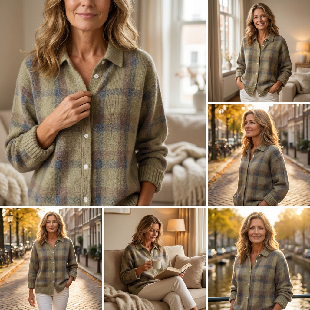 Noelle – Zachte Geruite Overshirttrui