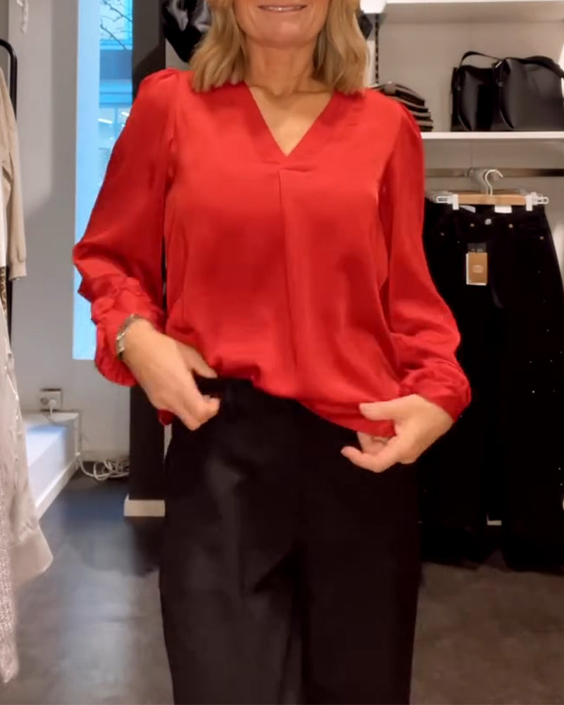 Bloes Modieus V-Hals Pofmouw