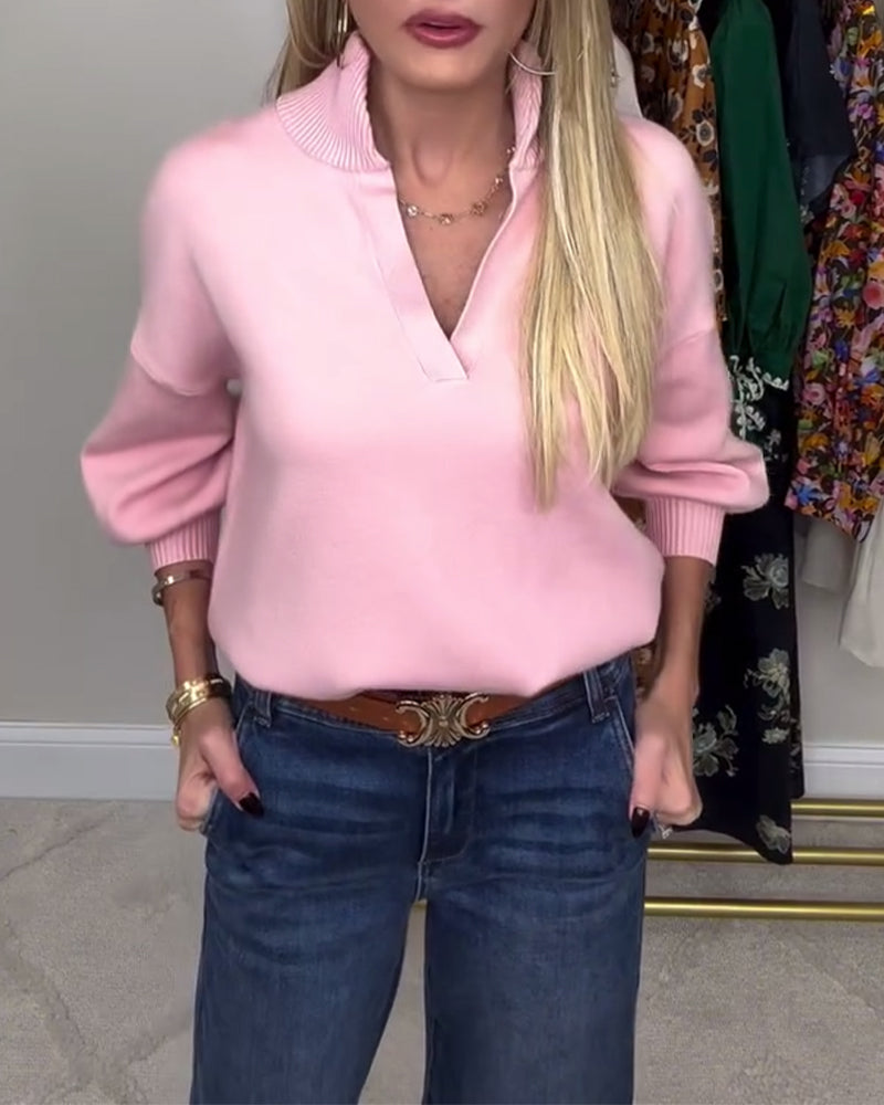 Trui V-Hals Modieus Lange Mouwen