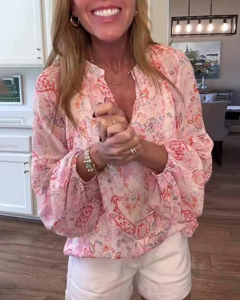 Blouse Met Balloonmouwen En Bloemenprint