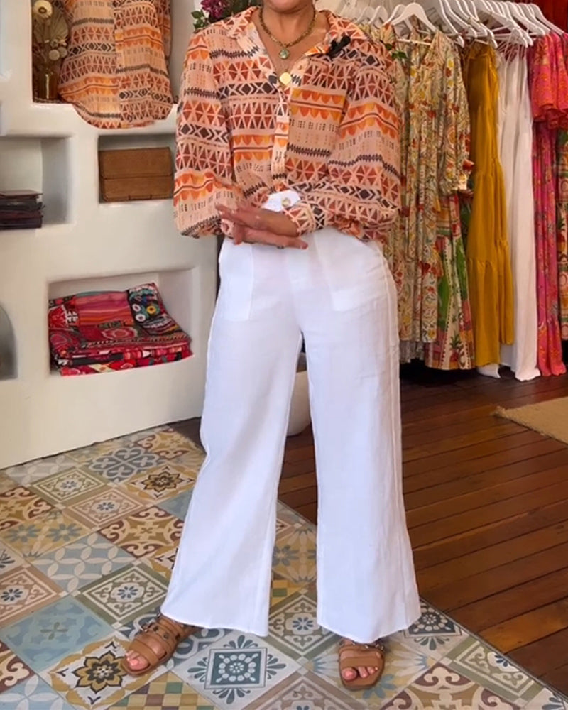 Overhemd met revers en retroprint