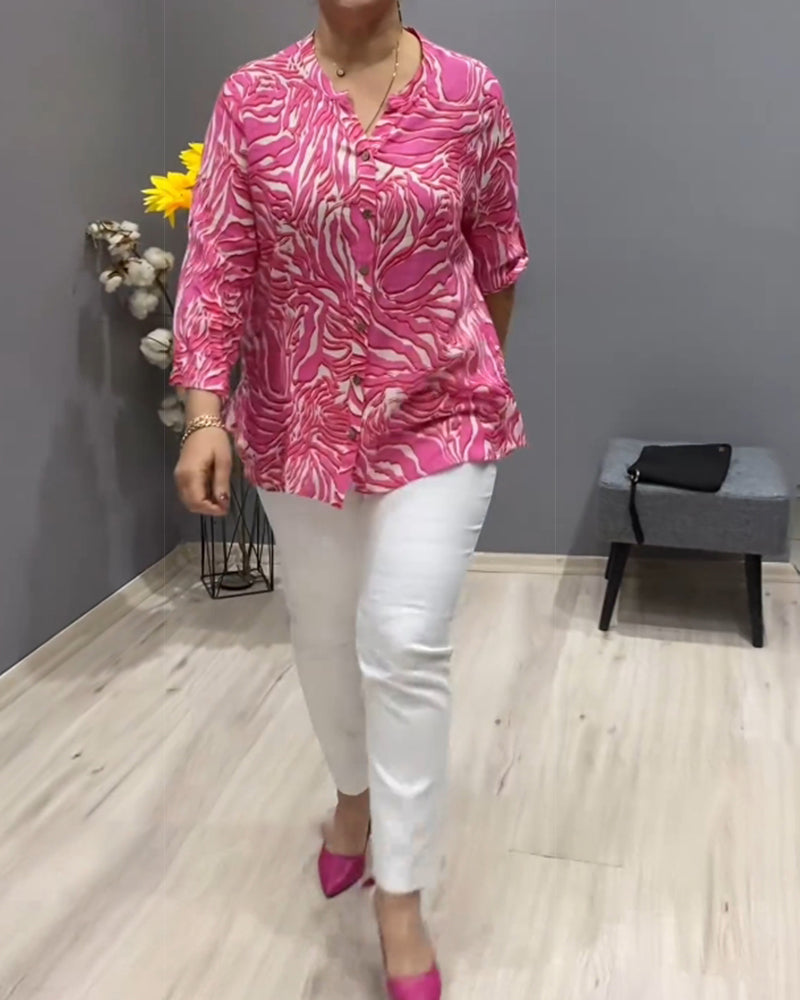 Bedrukt shirt met lange mouwen en knopen