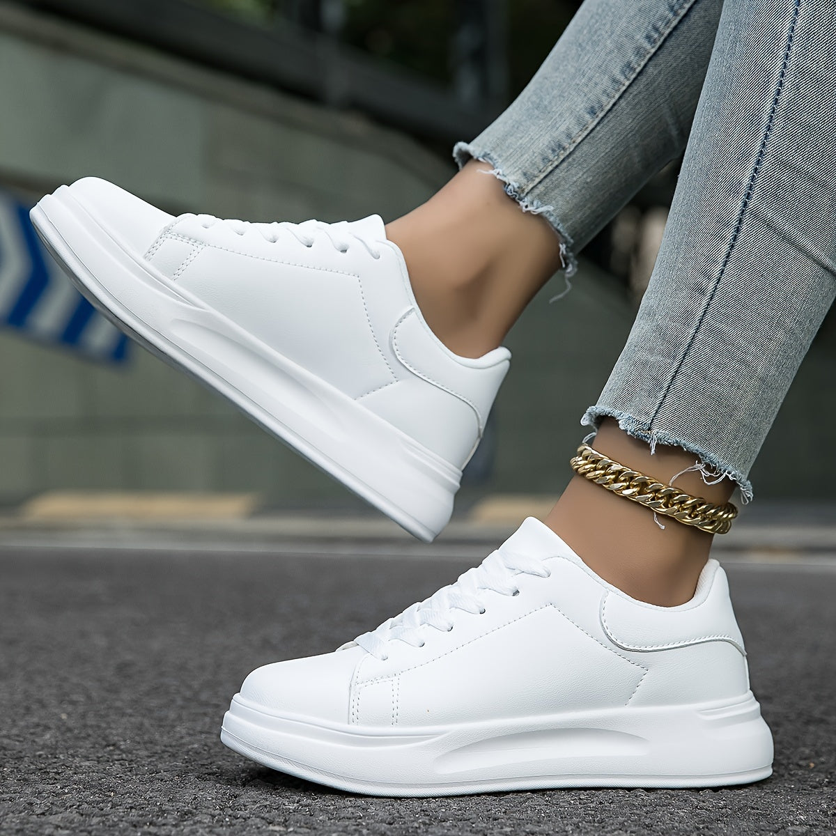 Dames leren sneakers - stijlvolle witte lage trainers
