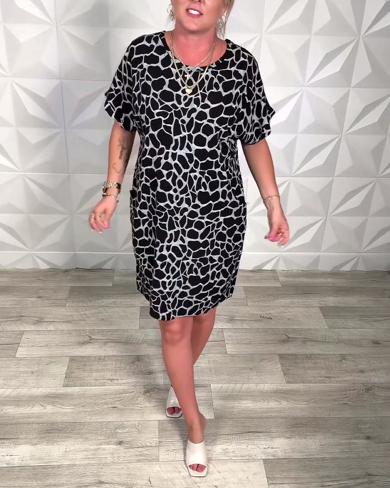 Casual jurk met ronde hals en print